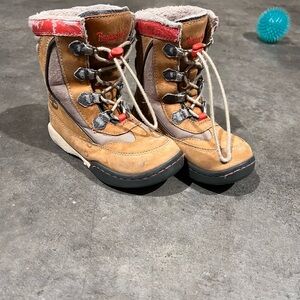 Timberland Boys' Tan Boots with Red Accents